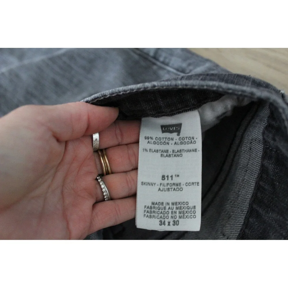 VTG Levi's 511 Men's Skinny Jeans 34x30 Faded Black Slim Fit Denim‎ Pants